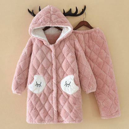 Flannel Three-layer Thick Coral Home Service