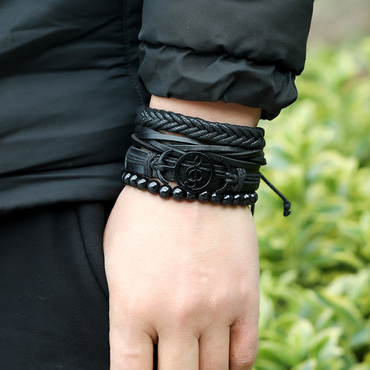 Men's Vintage Leather Bracelet Set