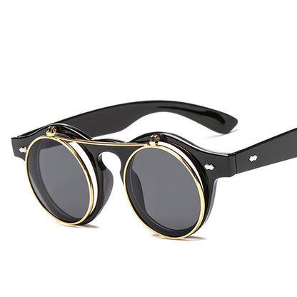 Sunglasses Brand Designer Retro Round Steampunk