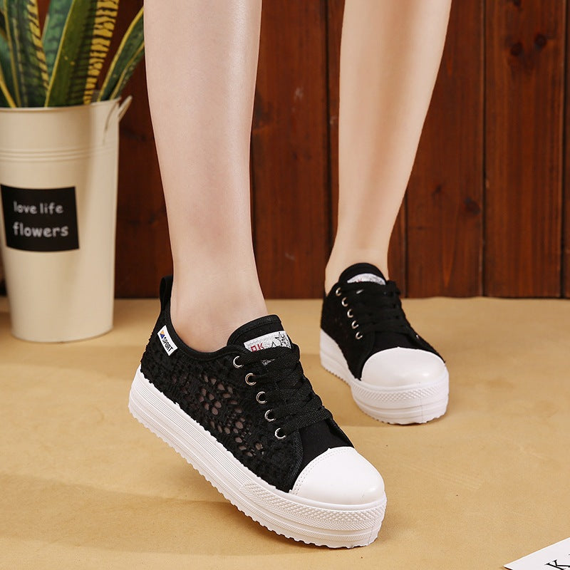 Lace mesh single shoes