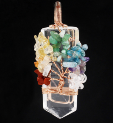 Crystal Column Tree Of Life Winding Pendant Necklace - Catch And Ship