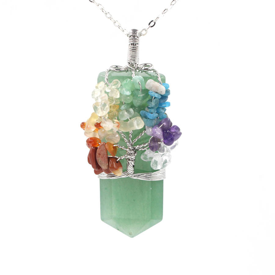 Crystal Column Tree Of Life Winding Pendant Necklace - Catch And Ship