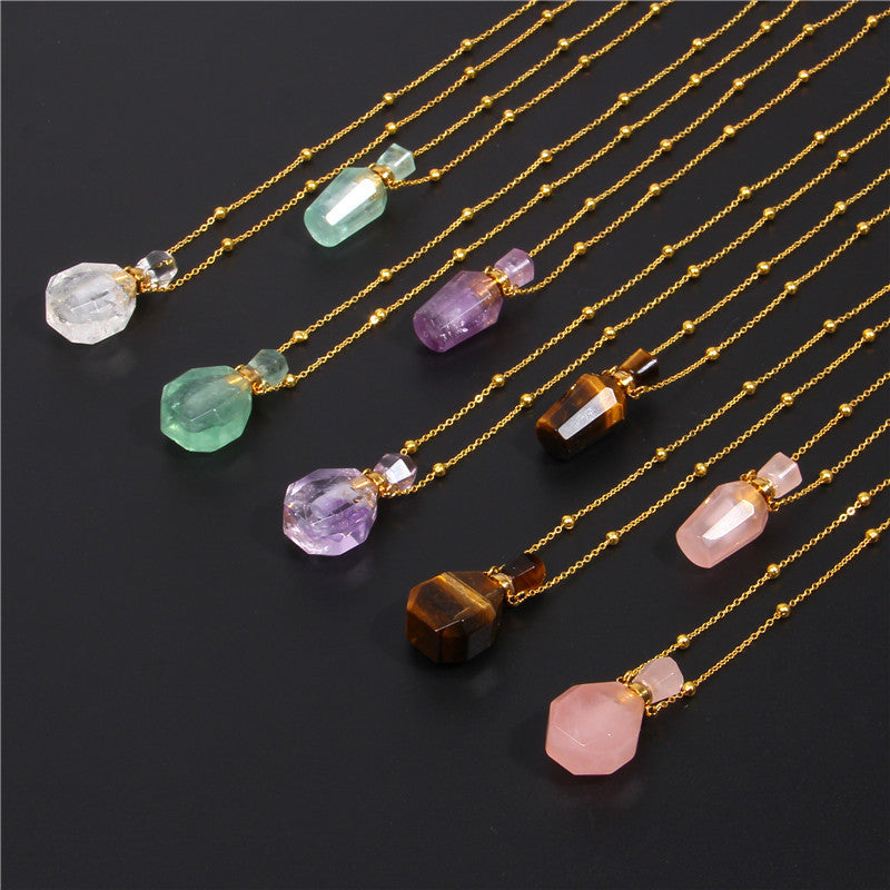 Perfume bottle crystal necklace