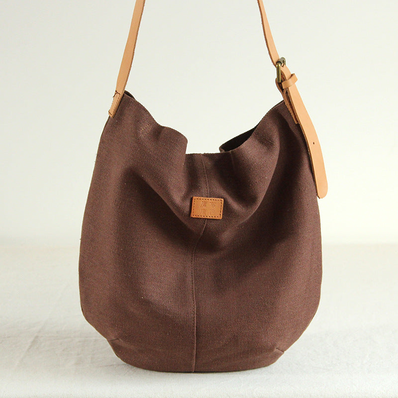 Cotton And Linen Bag Large Capacity Inclined