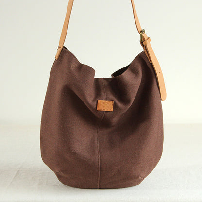 Cotton And Linen Bag Large Capacity Inclined