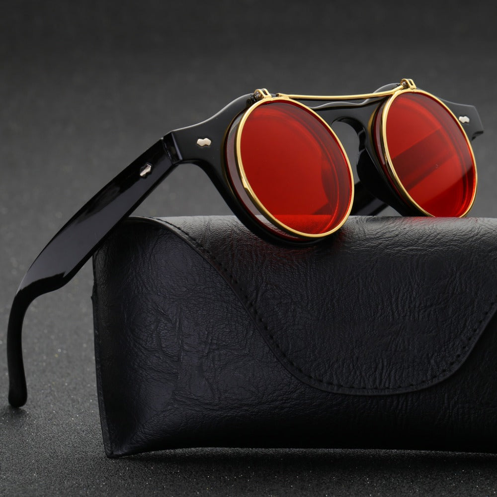 Sunglasses Brand Designer Retro Round Steampunk