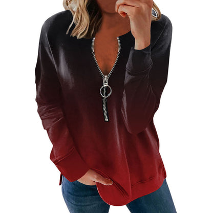 V-neck Long-sleeved Faded Flame