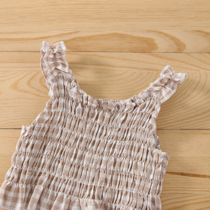 Baby Sleeveless Lace Sling Top Bread Pants Headband Three Piece Set