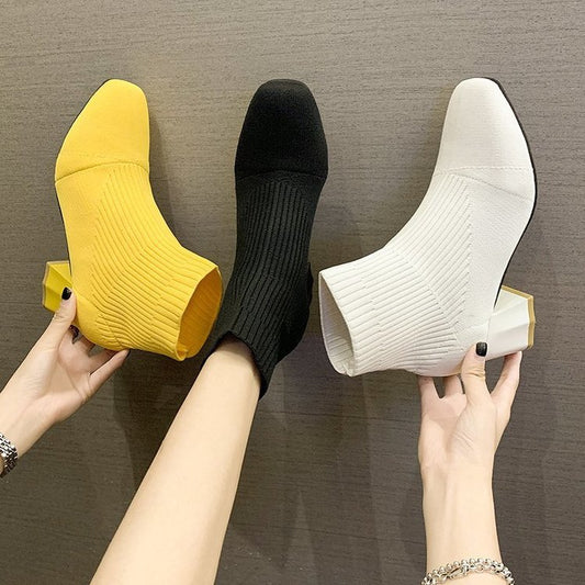 Thick Heel Flying Knit