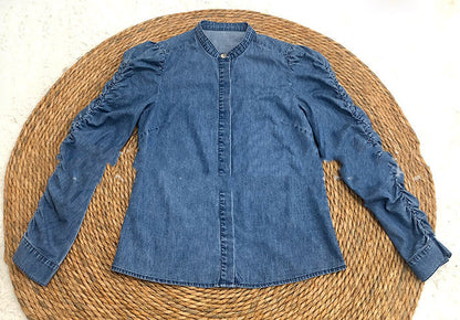 Long-sleeved Simple Commuter Thin Denim Top