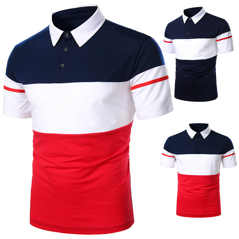 Stitching Webbing Men's Short Sleeve