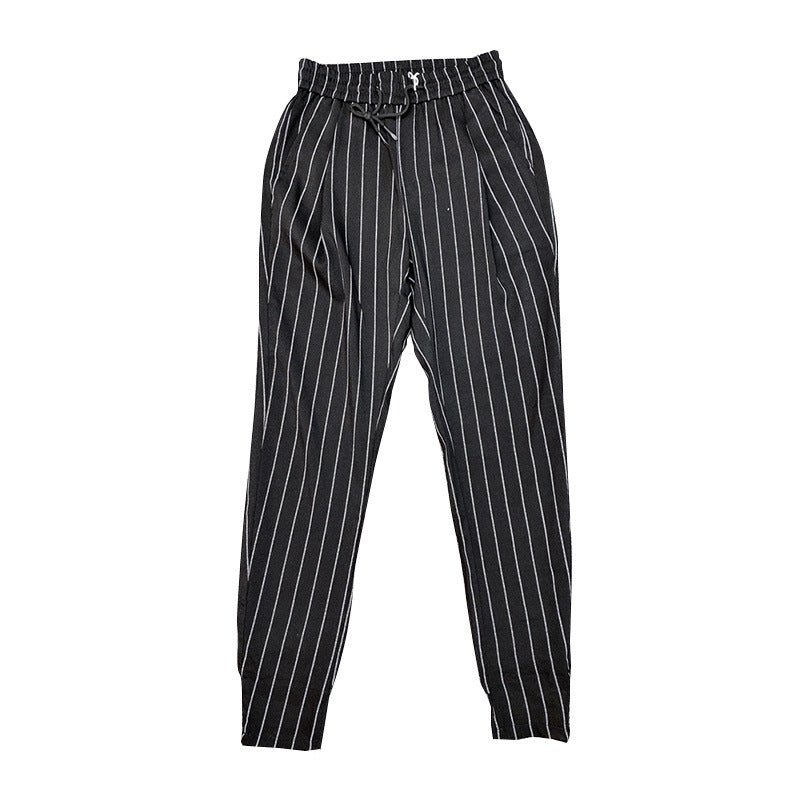 Spring And Summer Thin Men's Vertical Strip Small Foot Casual Pants