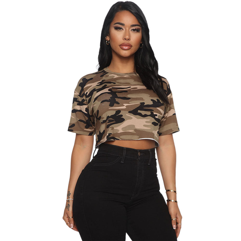 Short Cropped High Waist Short Sleeve
