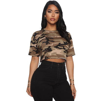 Short Cropped High Waist Short Sleeve