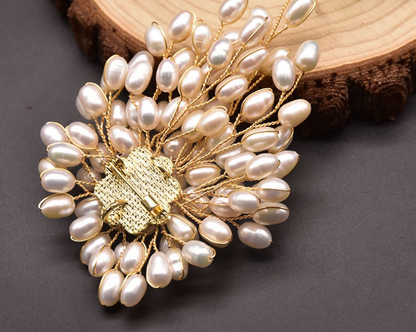 Hand-woven Pearl Brooch