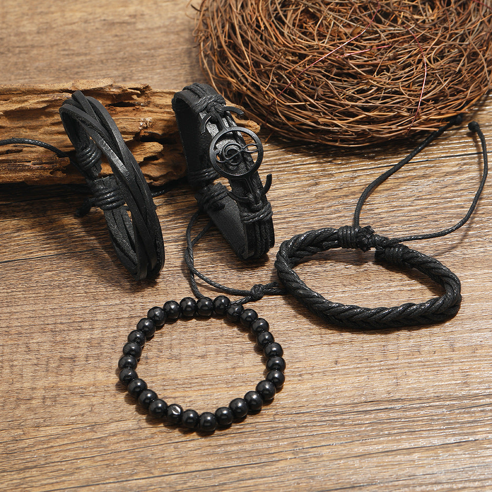 Men's Vintage Leather Bracelet Set