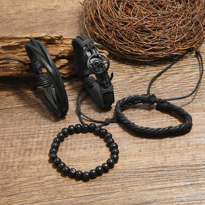 Men's Vintage Leather Bracelet Set