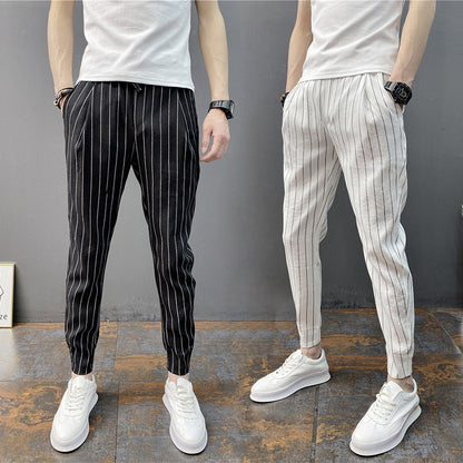 Spring And Summer Thin Men's Vertical Strip Small Foot Casual Pants