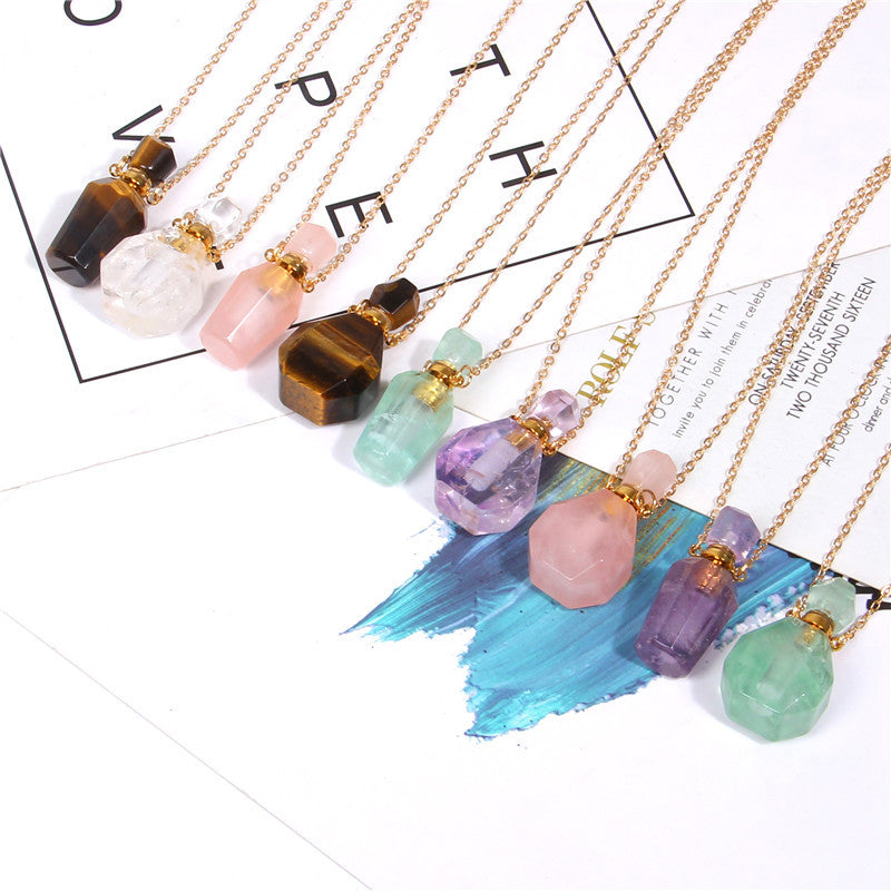 Perfume bottle crystal necklace