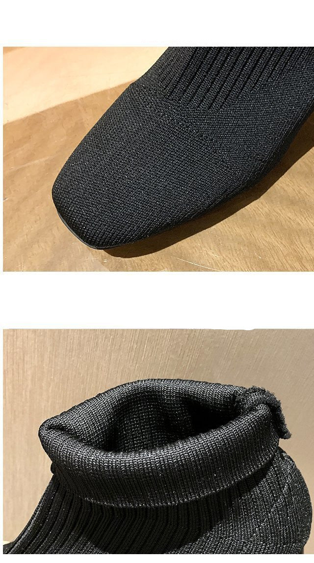 Thick Heel Flying Knit