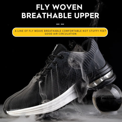 Men Work Shoes Steel Toe Shoes Puncture-Proof Work Sneakers Work Boots Safety Shoes for Men Mesh Lightweight Anti-smashing Shoes