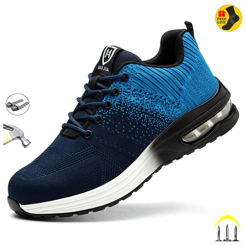 Men Work Shoes Steel Toe Shoes Puncture-Proof Work Sneakers Work Boots Safety Shoes for Men Mesh Lightweight Anti-smashing Shoes