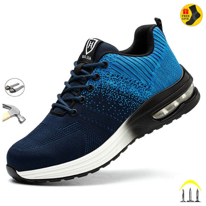 Men Work Shoes Steel Toe Shoes Puncture-Proof Work Sneakers Work Boots Safety Shoes for Men Mesh Lightweight Anti-smashing Shoes