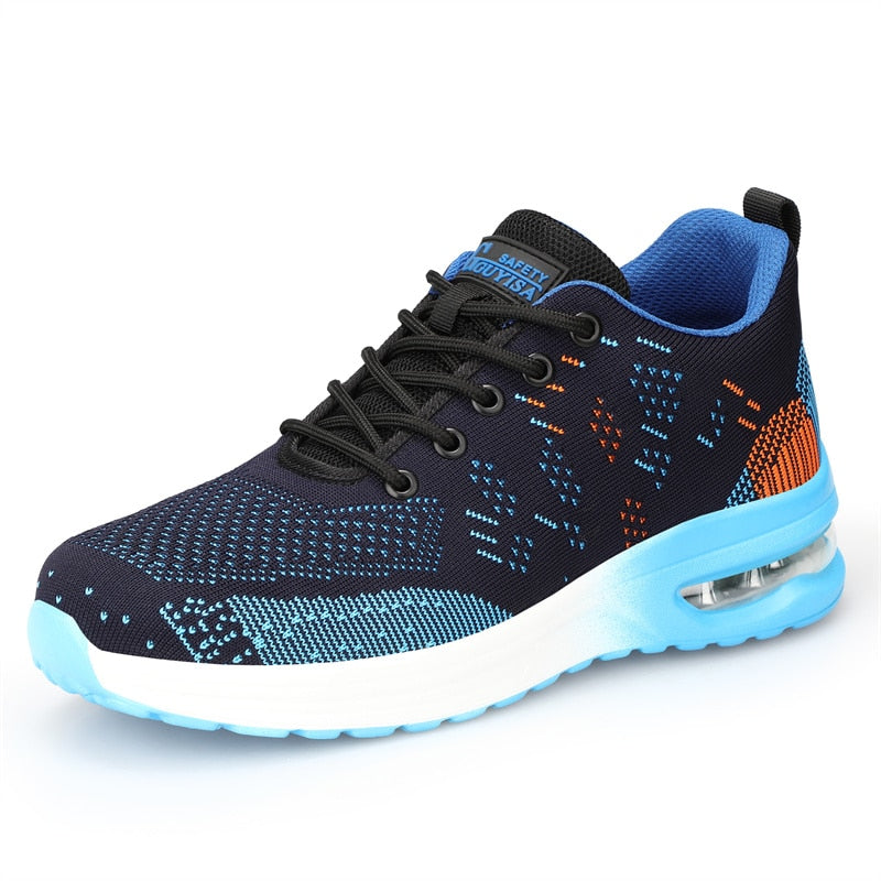 Men Work Shoes Steel Toe Shoes Puncture-Proof Work Sneakers Work Boots Safety Shoes for Men Mesh Lightweight Anti-smashing Shoes