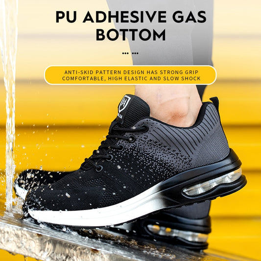 Men Work Shoes Steel Toe Shoes Puncture-Proof Work Sneakers Work Boots Safety Shoes for Men Mesh Lightweight Anti-smashing Shoes