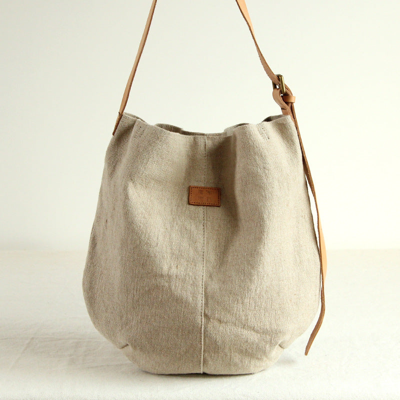 Cotton And Linen Bag Large Capacity Inclined