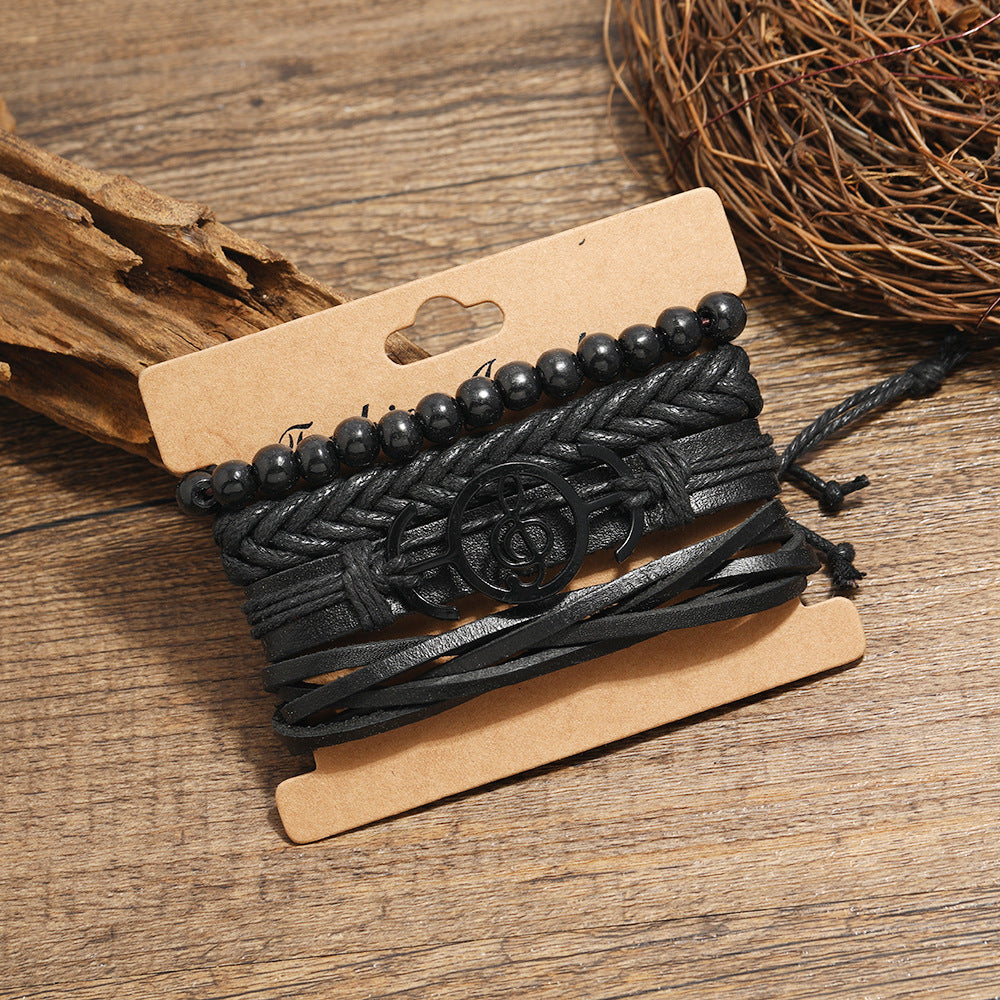 Men's Vintage Leather Bracelet Set