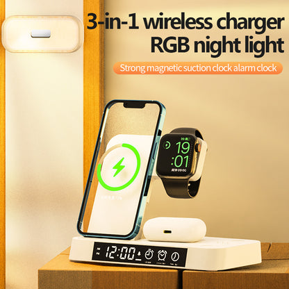 4 In 1 Multifunction Wireless Charger Station With Alarm Clock