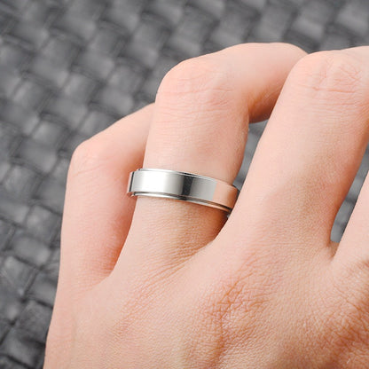 Stainless Steel Rotatable Spinner Ring Moon
