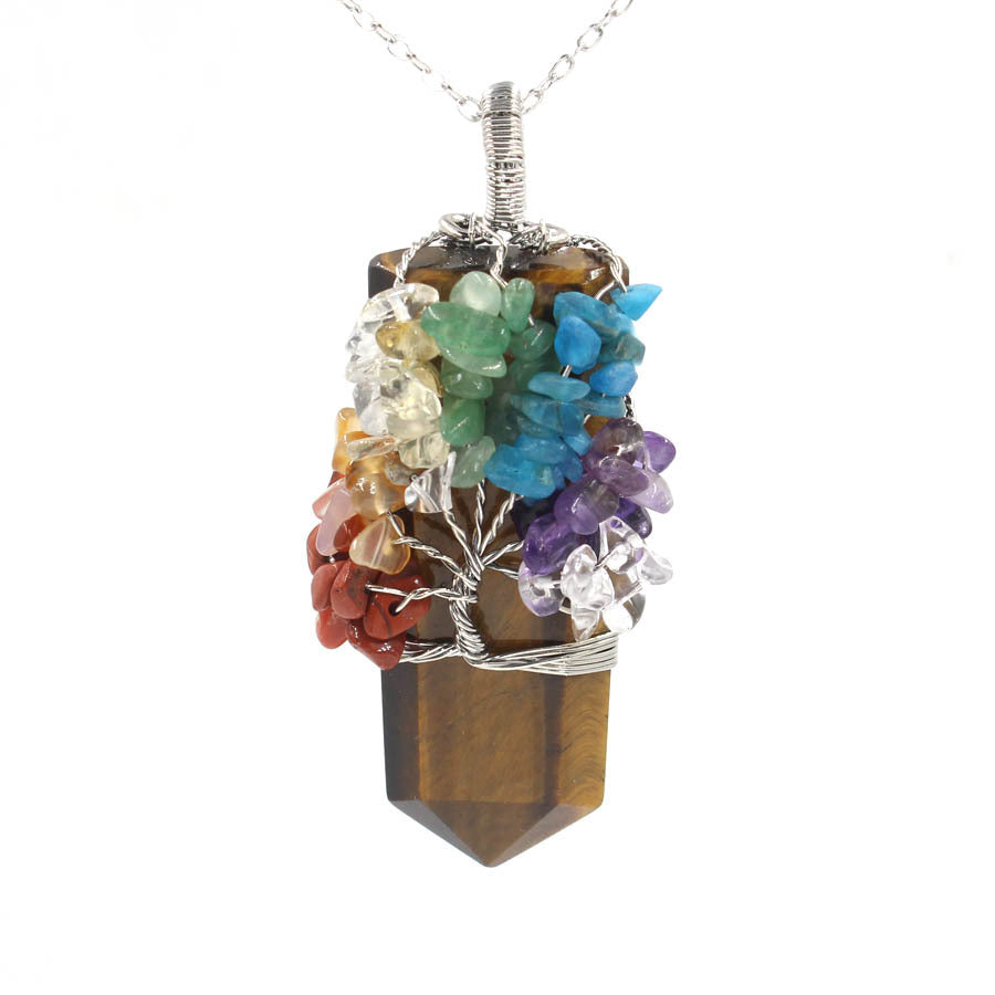 Crystal Column Tree Of Life Winding Pendant Necklace - Catch And Ship