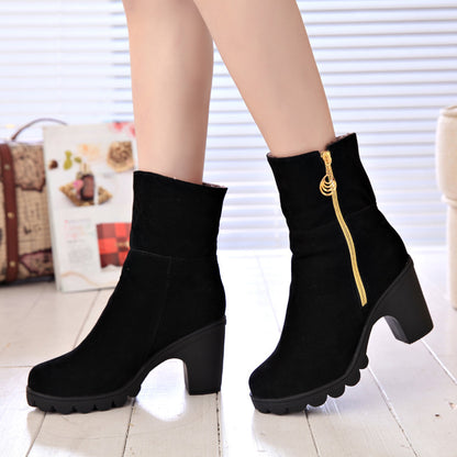 Side Zip Mid-tube Non-slip Thick Heel Snow Boots