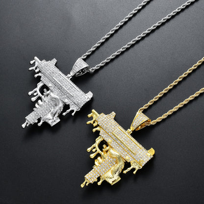 Ornament Hand-held Pendant Hip Hop Domineering Rap Copper Full Zirconium European Hip Hop