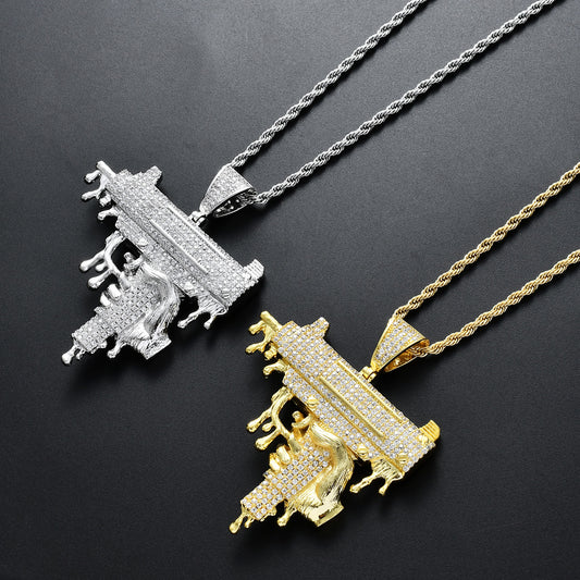 Ornament Hand-held Pendant Hip Hop Domineering Rap Copper Full Zirconium European Hip Hop