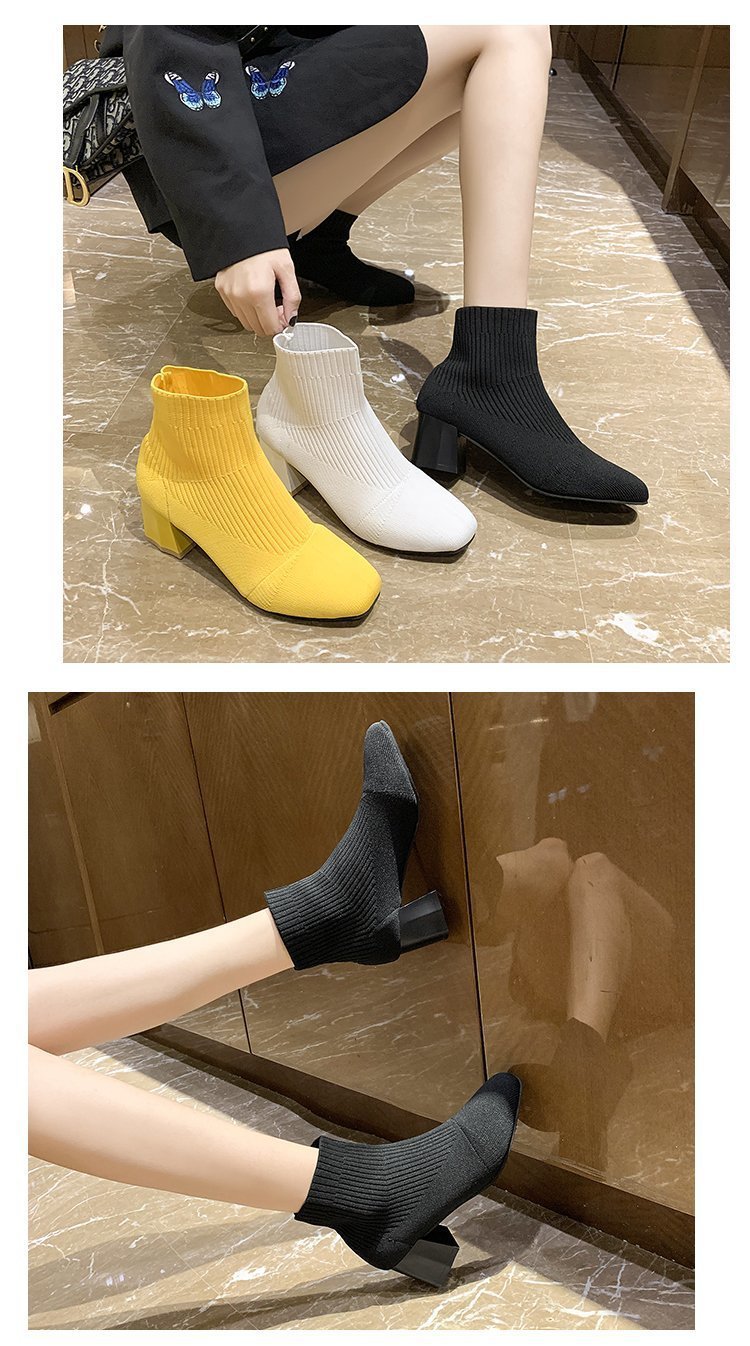 Thick Heel Flying Knit