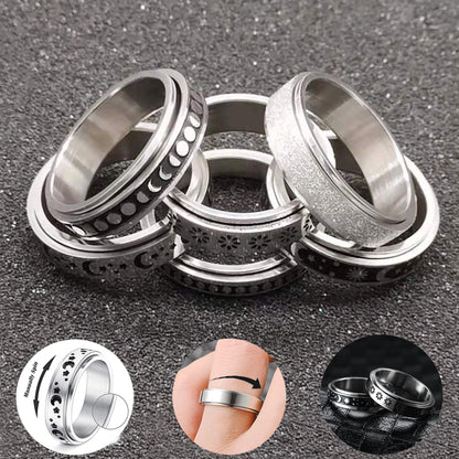 Stainless Steel Rotatable Spinner Ring Moon