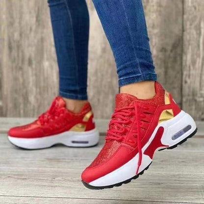 Lace Up Sneakers Women Wedge Heel