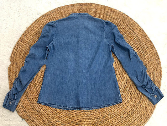 Long-sleeved Simple Commuter Thin Denim Top