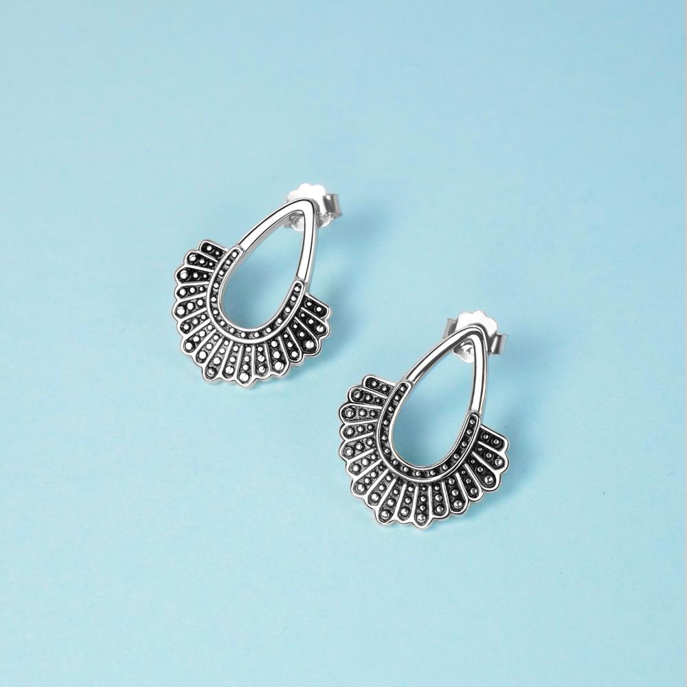 RBG Dissent Collar Earrings 925 Sterling Silver Drop/Stud Earrings RBG Earrings for Women Fan of Ruth Bader Ginsburg - Catch And Ship