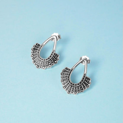 RBG Dissent Collar Earrings 925 Sterling Silver Drop/Stud Earrings RBG Earrings for Women Fan of Ruth Bader Ginsburg - Catch And Ship