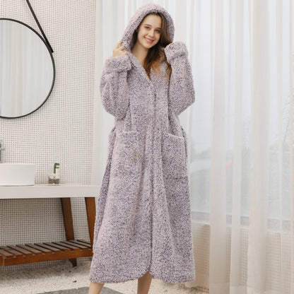 Thick Mink Velvet Button Cardigan Bathrobe