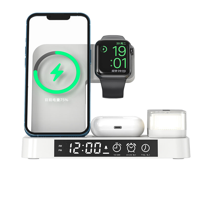 4 In 1 Multifunction Wireless Charger Station With Alarm Clock