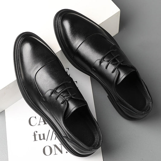 Men's Leather Soft Bottom Pointed Toe Lace-up Shoes