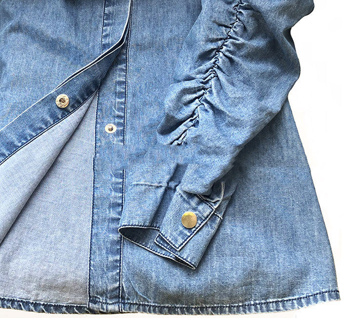 Long-sleeved Simple Commuter Thin Denim Top
