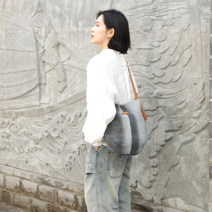 Cotton And Linen Bag Large Capacity Inclined